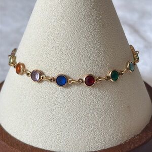 NEW Primary Color Crystal 10” Anklet 18k Gold Filled
